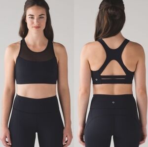 Lululemon Gear Up Bra in the Score Jacquard Black Hero Blue Gym Workout Running